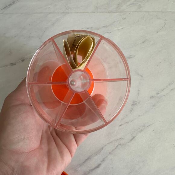 Vintage Orange Plastic six space spice seasoning container kitchen shaker slide - Picture 6 of 6